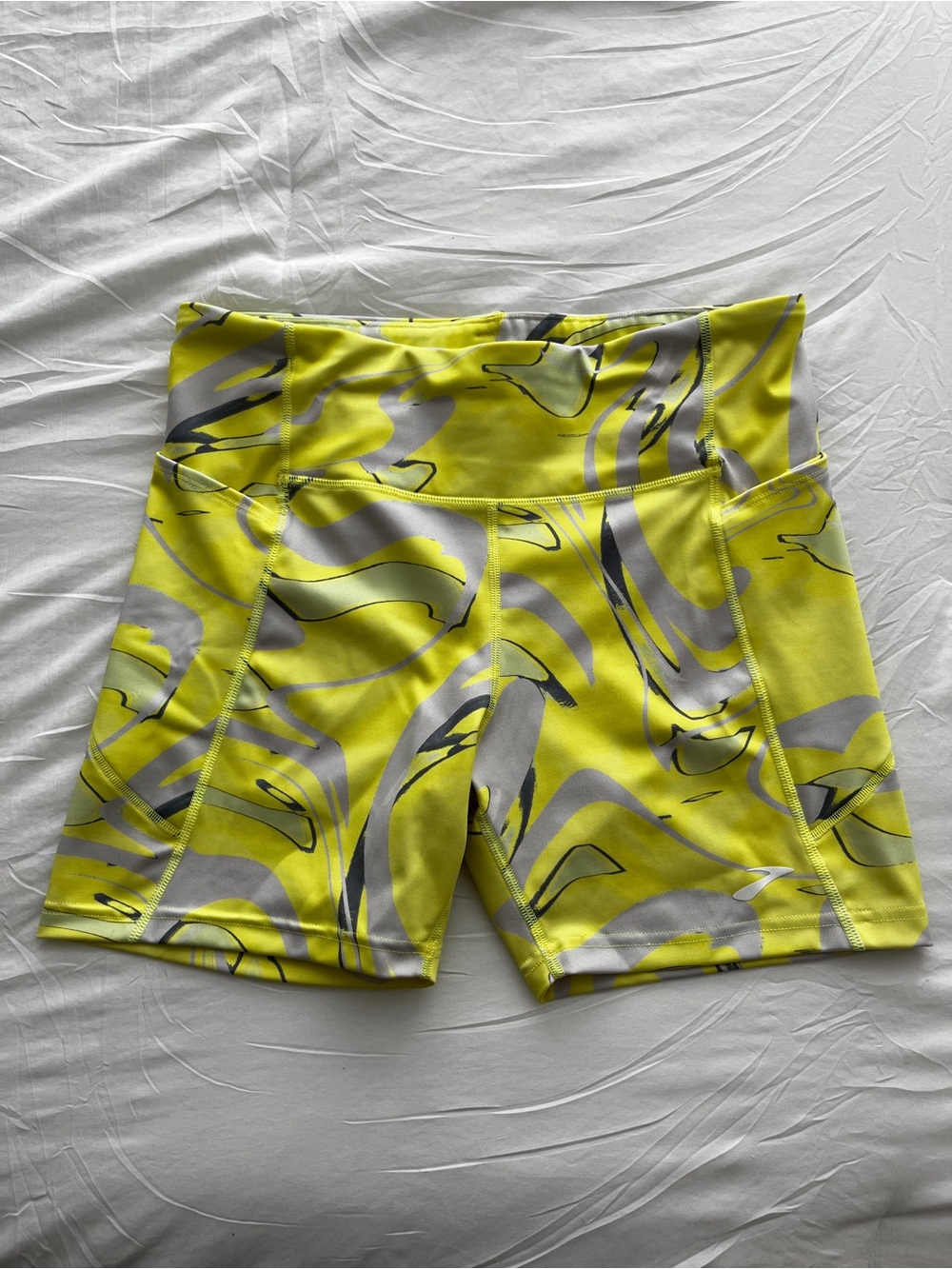 Brooks Method 5” Running Shorts High Rise Neon Yellow Print Women’s L